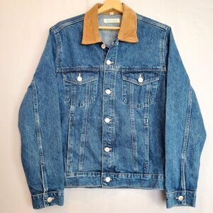 Warp + Weft Denim Trucker Jacket Indigo Adult Med Corduroy Chore Cabin Retro